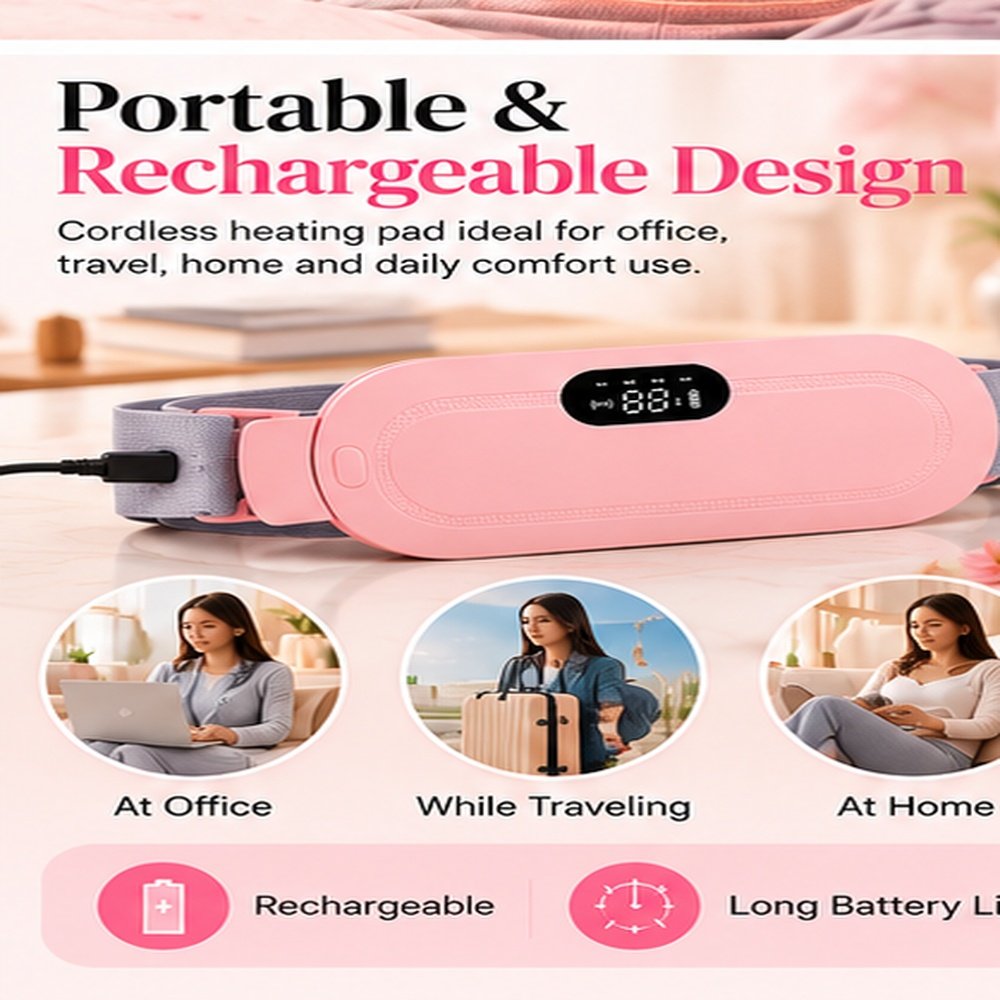 Portable Electric Heating Belt for Menstrual Cramps - Pink