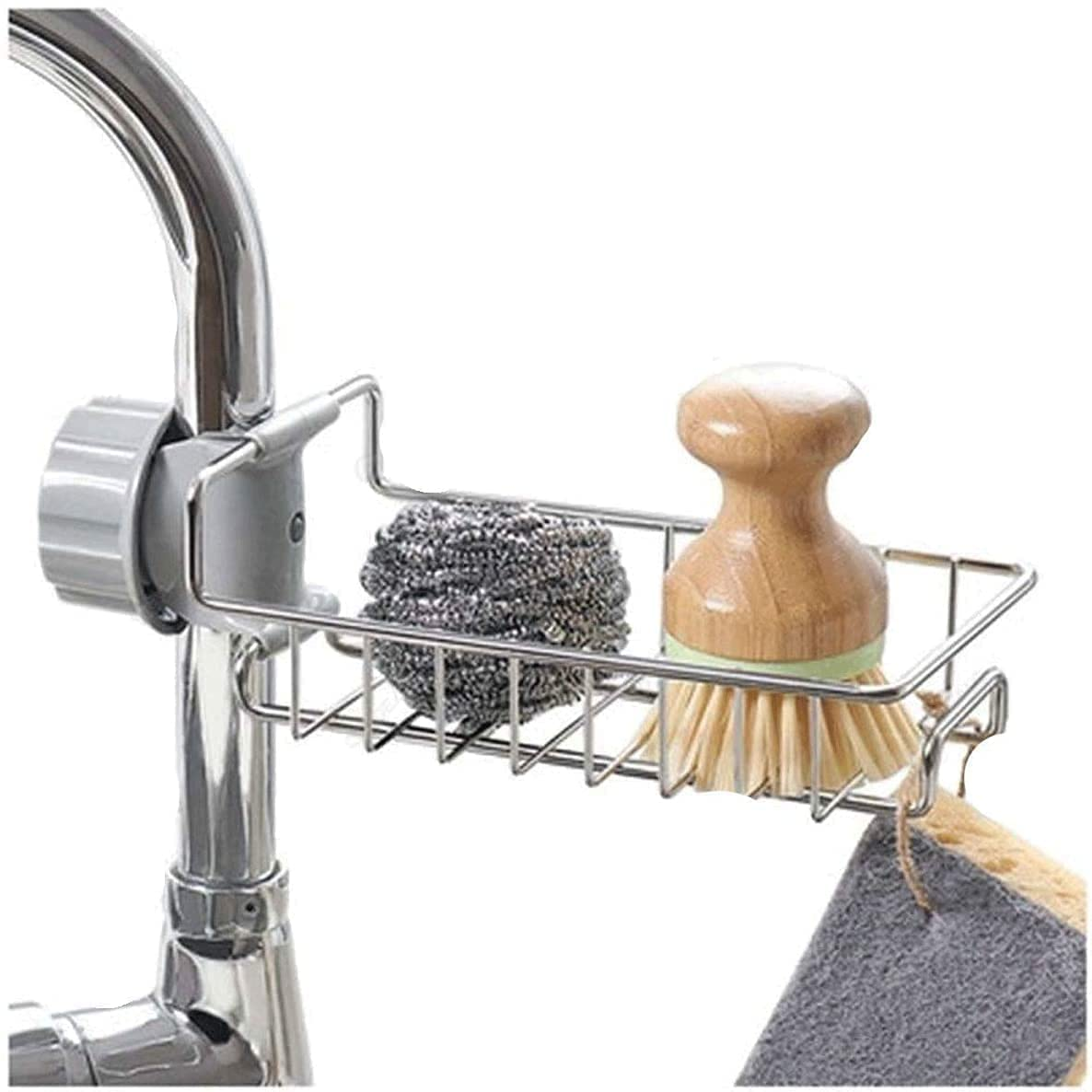 Adjustable sink sponge draining rack