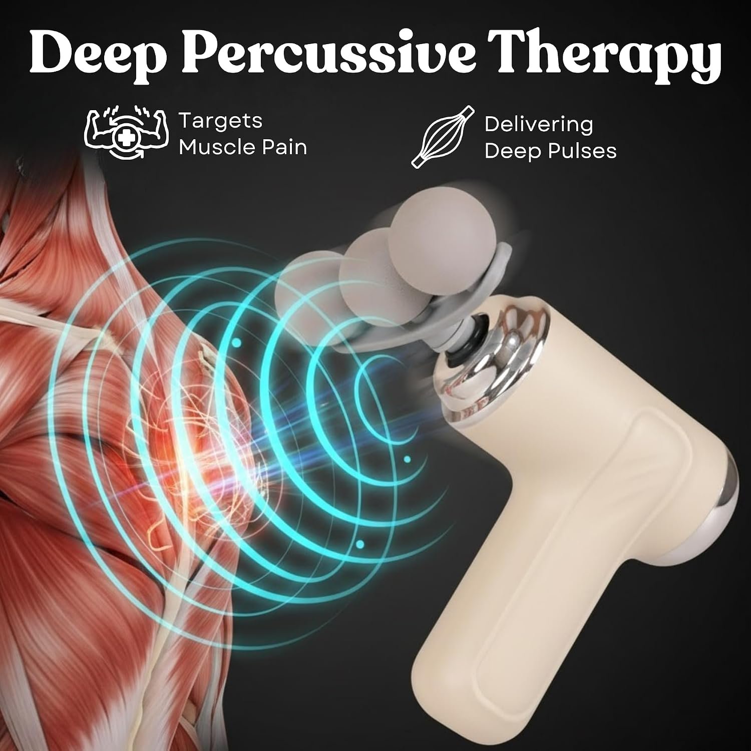 Percussive massage gun targets muscle pain with deep pulses