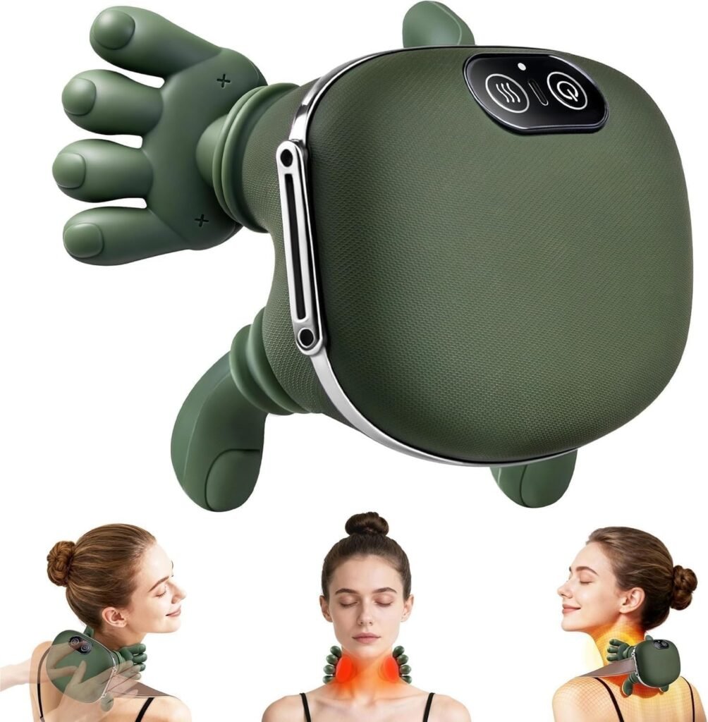 Portable shiatsu neck and back massager with heat in green