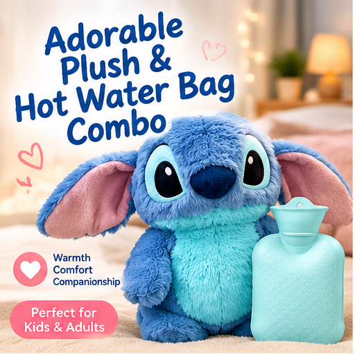 Stitch plush toy with detachable hot water bag